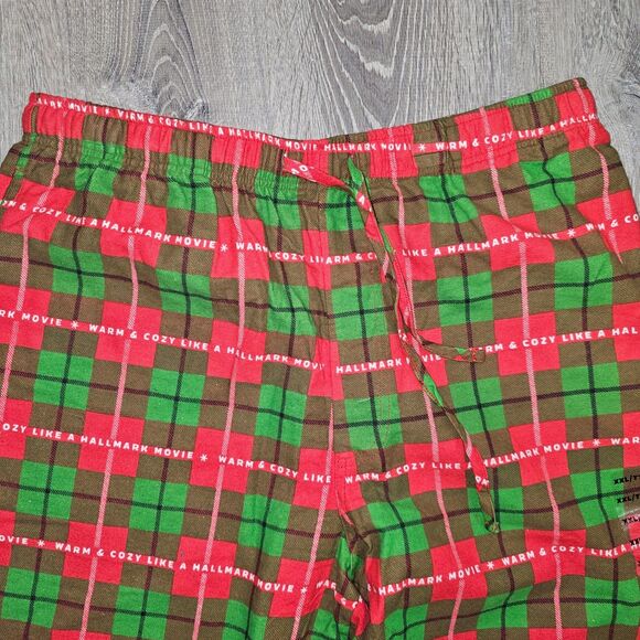 Hallmark Channel Men’s Christmas Pajama Pants XXL NWT Red Green Plaid Flannel - Picture 3 of 7